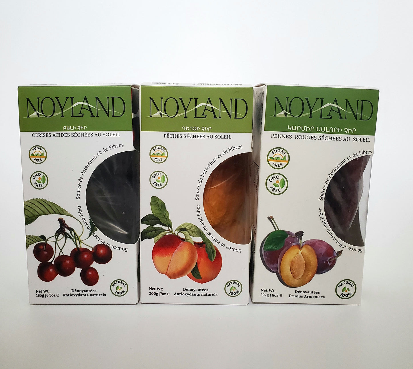 Sun Dried Sour Cherries, Peaches and Red Plum Combo - Unsweetened - Selection Of 3