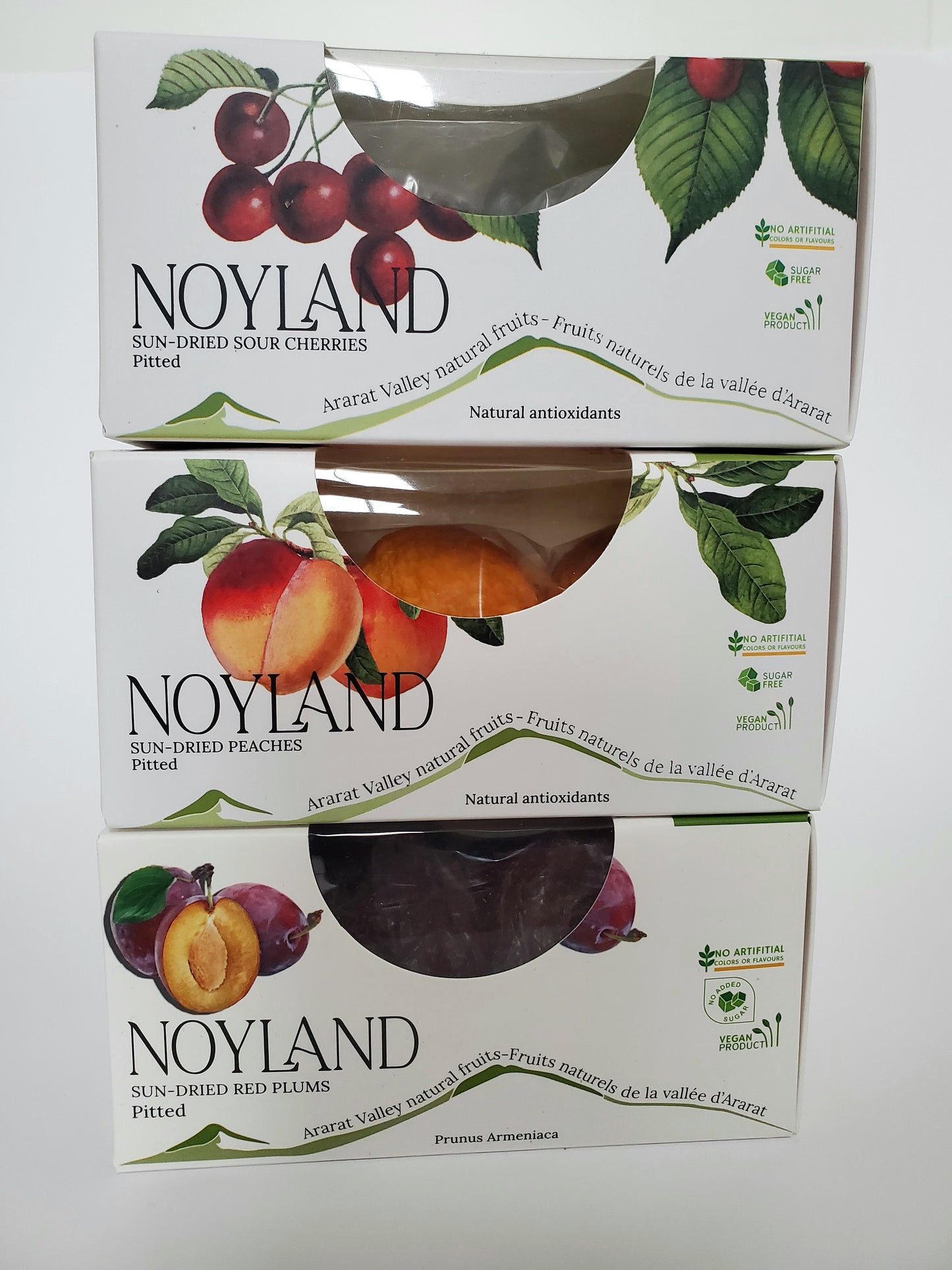 Sun Dried Sour Cherries, Peaches and Red Plum Combo - Unsweetened - Selection Of 3