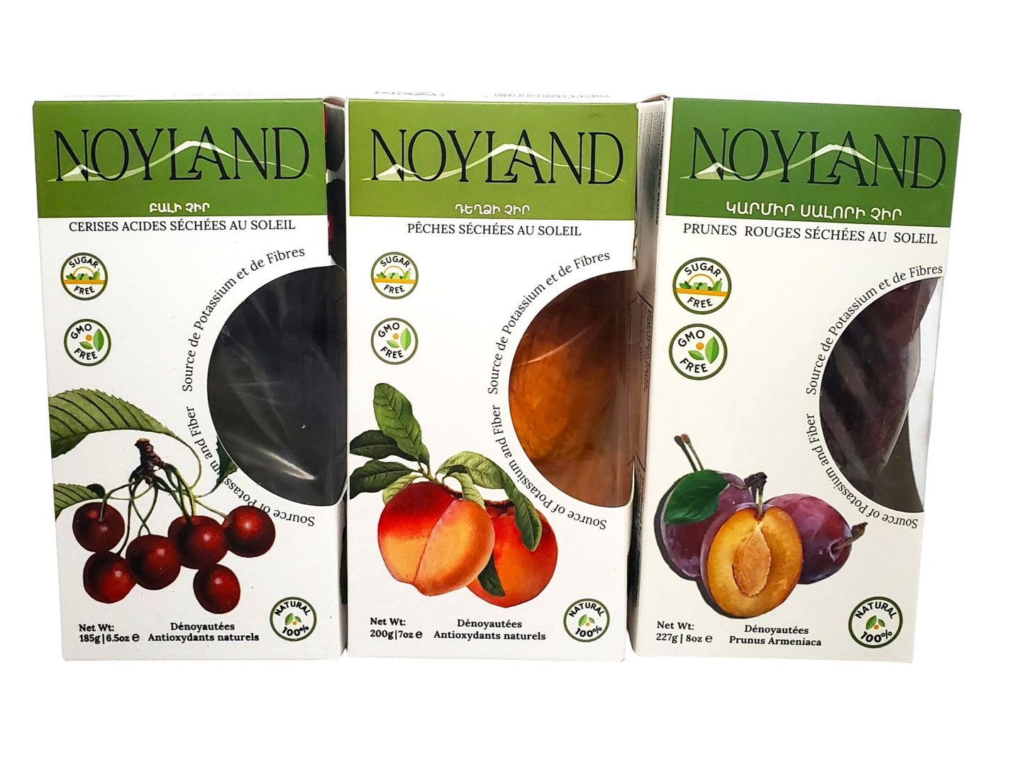 Sun Dried Sour Cherries, Peaches and Red Plum Combo - Unsweetened - Selection Of 3