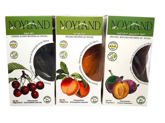 Sun Dried Sour Cherries, Peaches and Red Plum Combo - Unsweetened - Selection Of 3